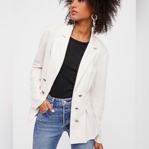 Free People Military Inspired Linen Blazer - S